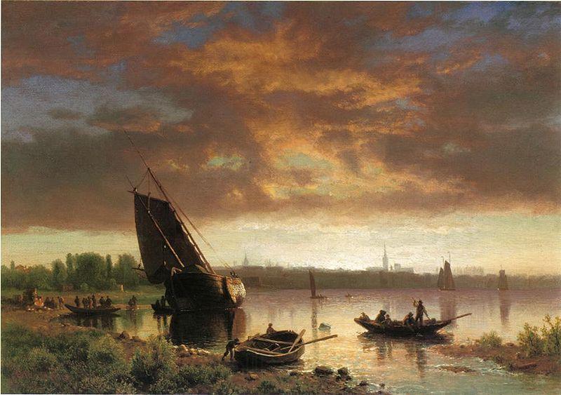 Albert Bierstadt Harbor_Scene Norge oil painting art